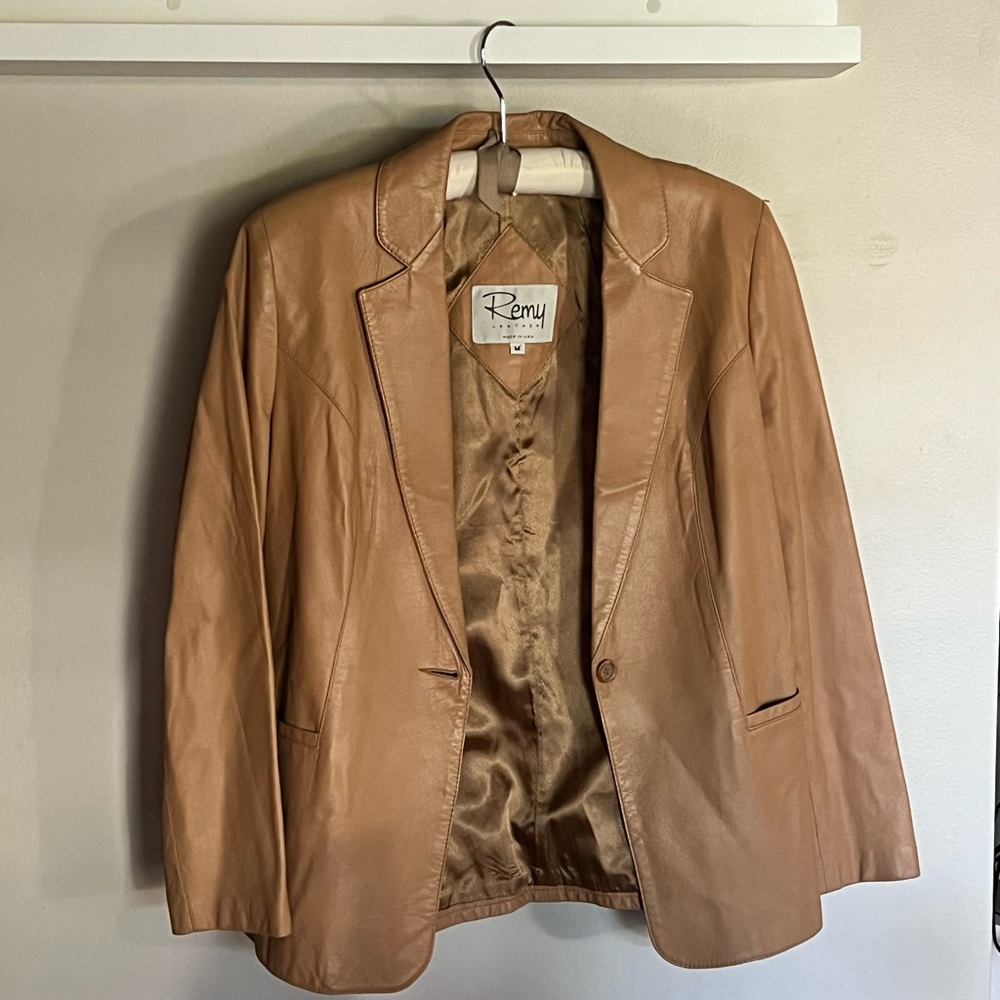 Y2K leather blazer - vintage blazer - leather